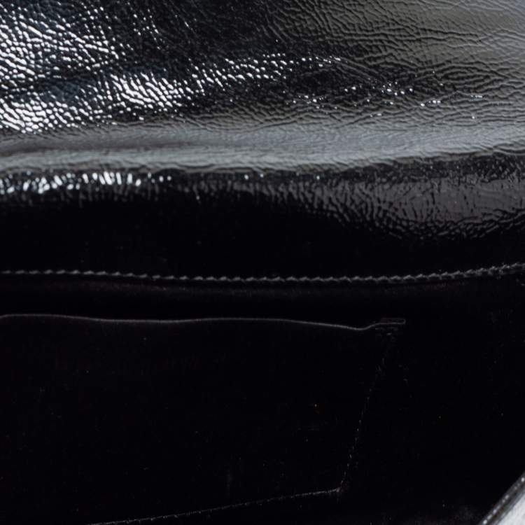 Pre Owned Yves Saint Laurent Black Patent Leather Belle De Jour Flap Clutch