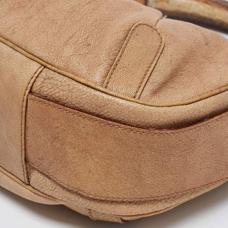 Pre Owned Yves Saint Laurent Beige Leather Mombasa Hobo