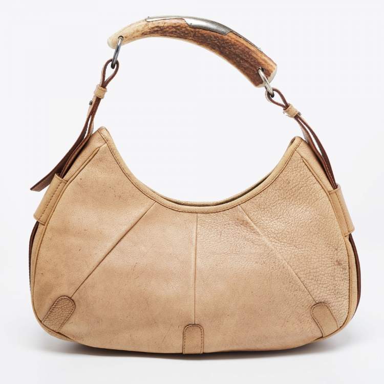 Pre Owned Yves Saint Laurent Beige Leather Mombasa Hobo