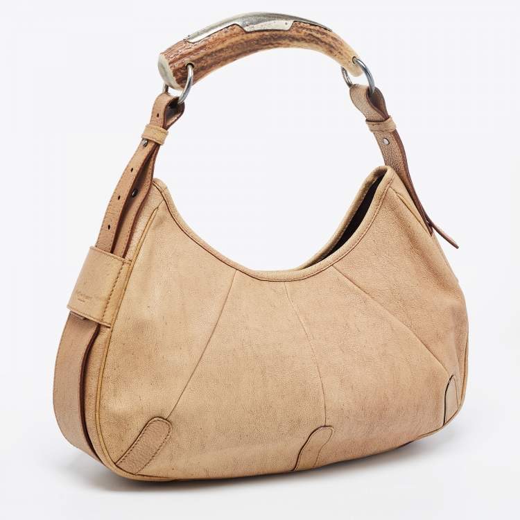 Pre Owned Yves Saint Laurent Beige Leather Mombasa Hobo