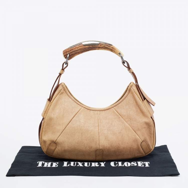 Pre Owned Yves Saint Laurent Beige Leather Mombasa Hobo