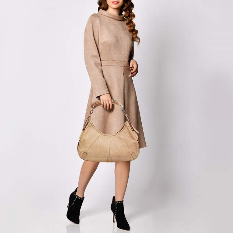 Pre Owned Yves Saint Laurent Beige Leather Mombasa Hobo