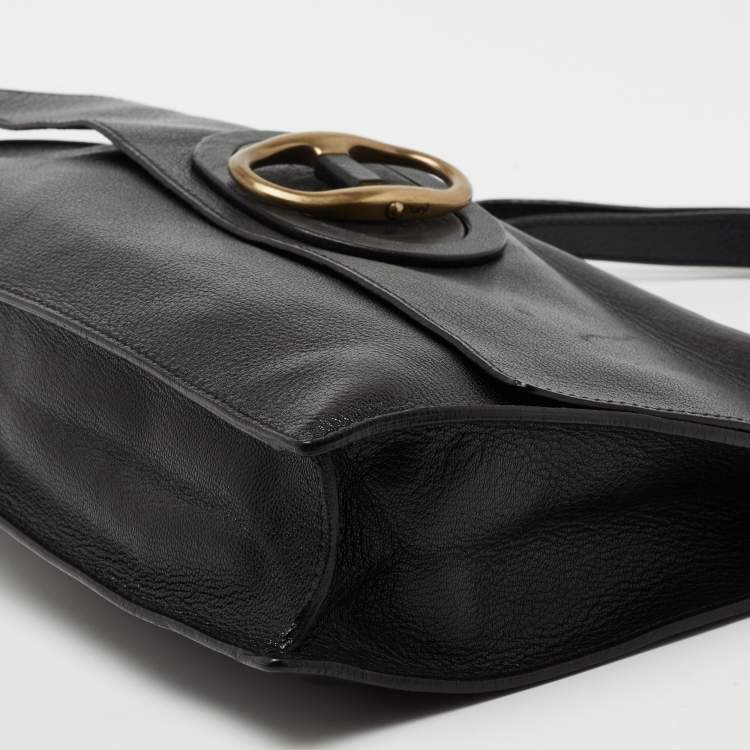 Pre Owned Yves Saint Laurent Black Leather Flap Top Handle Bag
