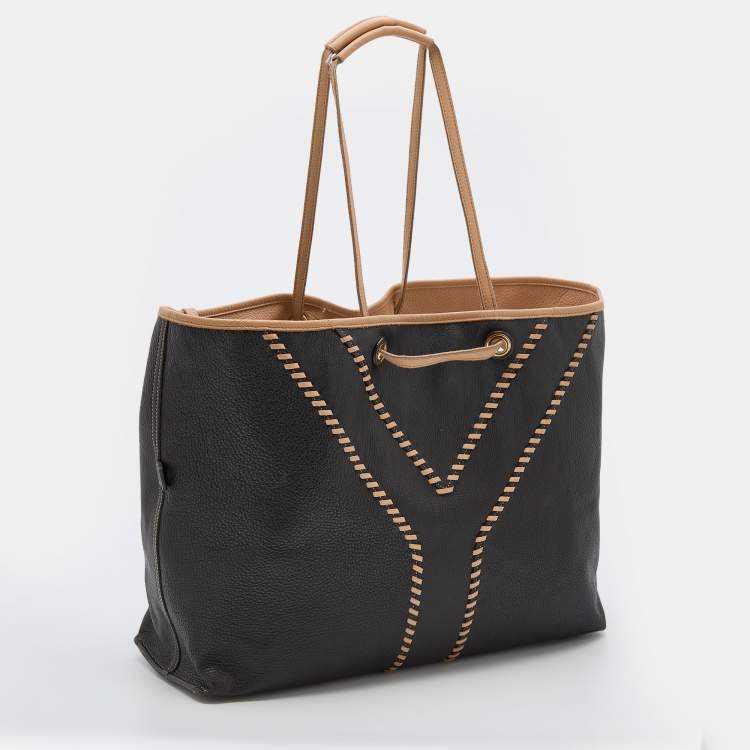 Pre Owned Yves Saint Laurent Brown/Beige Leather Neo Reversible Tote