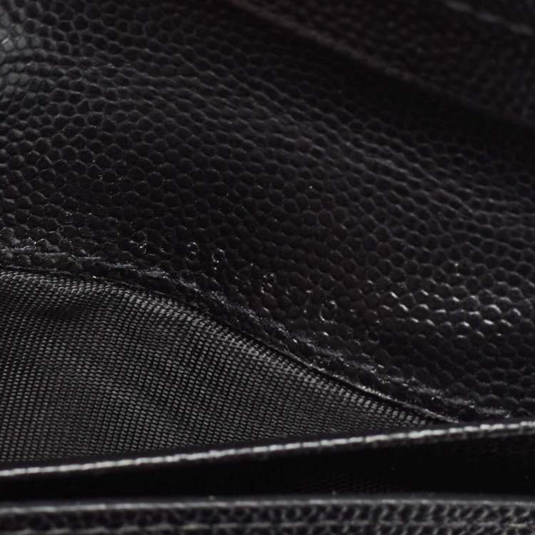 Pre Owned Saint Laurent Black Matelasse Leather Monogram Trifold Wallet