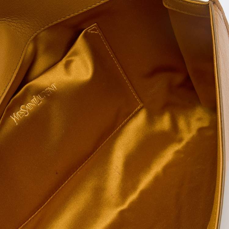 Pre Owned Yves Saint Laurent Mustard Leather Belle De Jour Flap Clutch