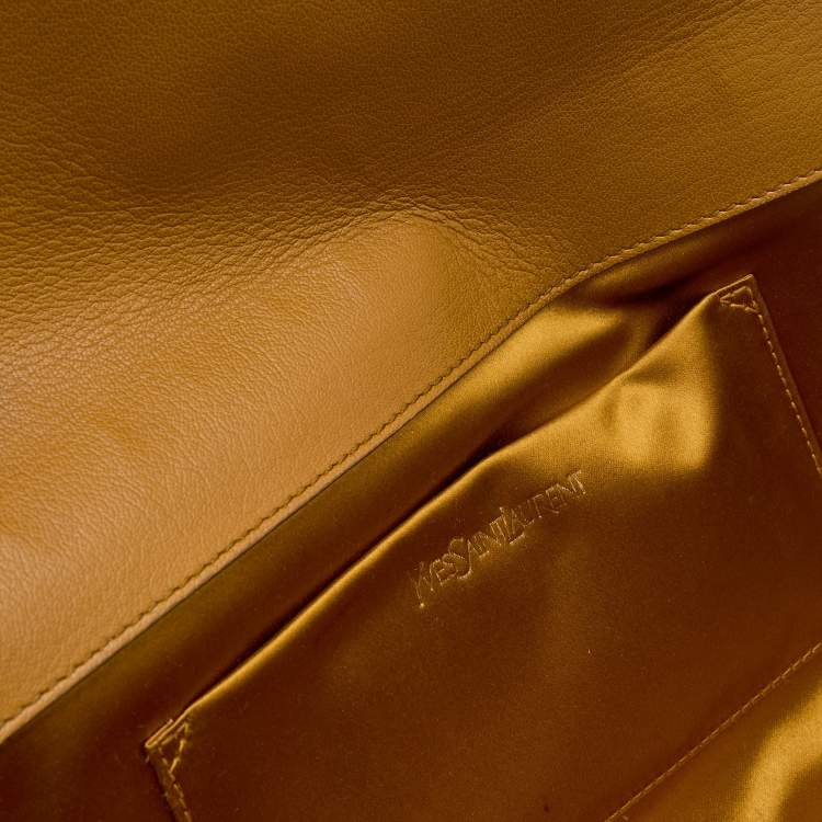 Pre Owned Yves Saint Laurent Mustard Leather Belle De Jour Flap Clutch