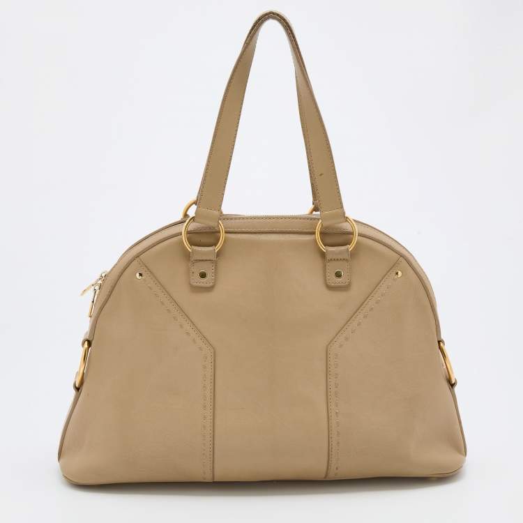 Pre Owned Yves Saint Laurent Beige Leather Medium Muse Satchel