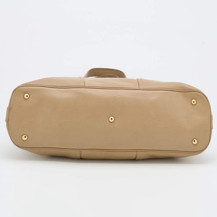 Pre Owned Yves Saint Laurent Beige Leather Medium Muse Satchel