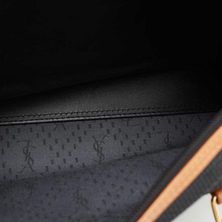 Pre Owned Yves Saint Laurent Black/Brown Leather Logo Satchel