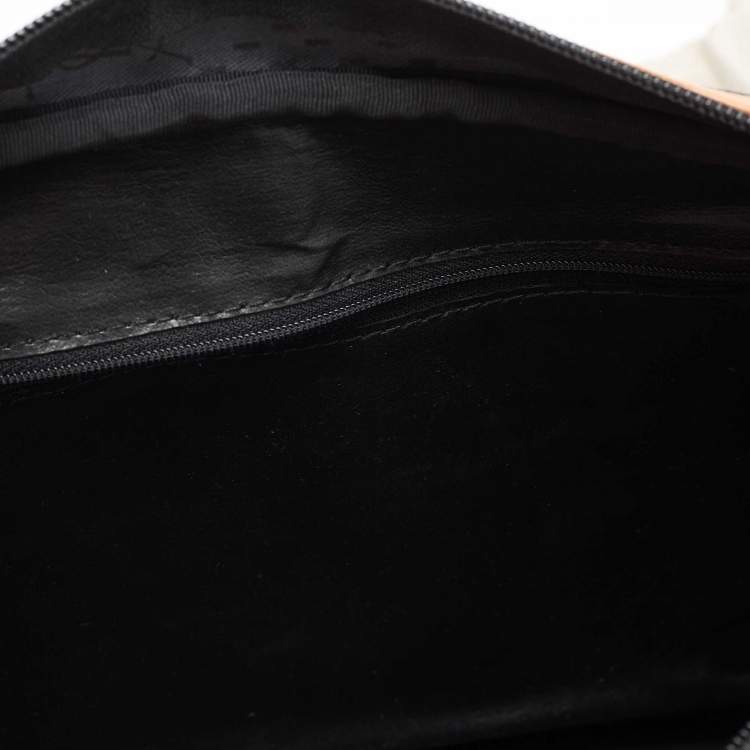 Pre Owned Yves Saint Laurent Black/Brown Leather Logo Satchel