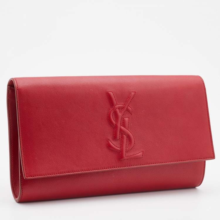 Pre Owned Yves Saint Laurent Red Leather Belle De Jour Flap Clutch