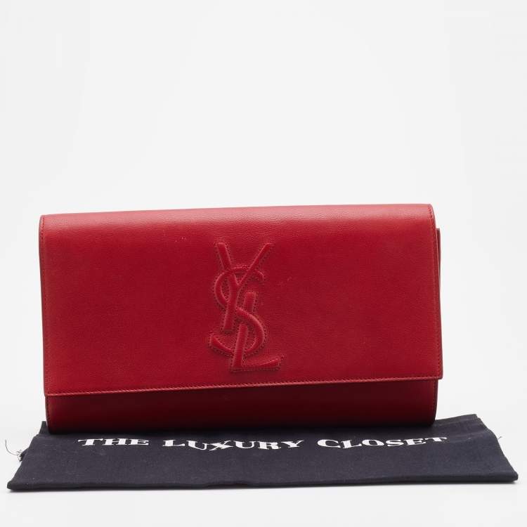 Pre Owned Yves Saint Laurent Red Leather Belle De Jour Flap Clutch