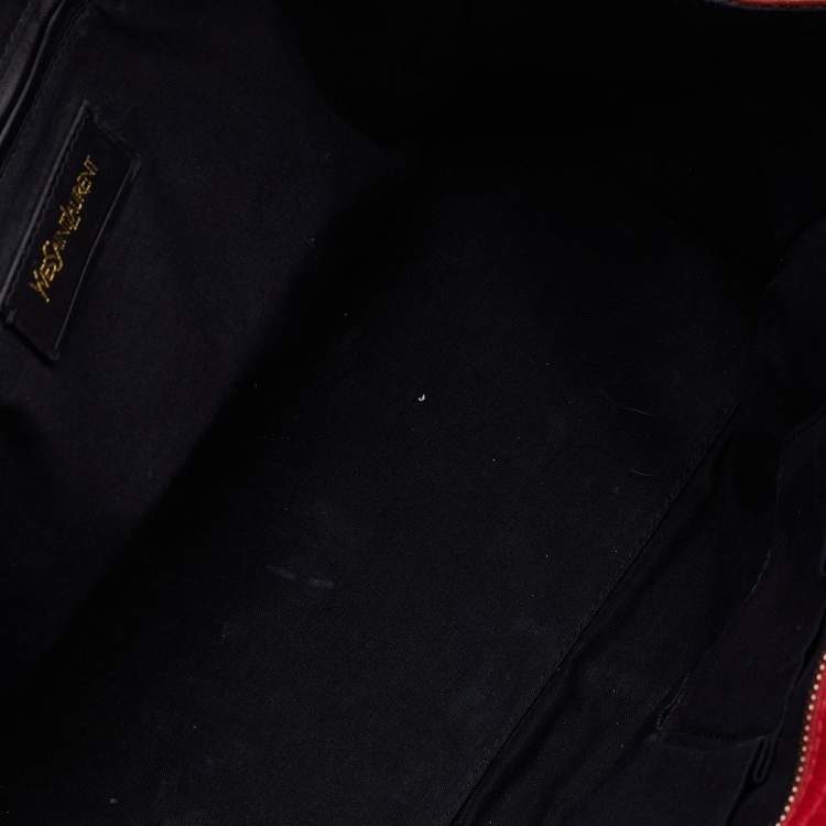 Pre Owned Yves Saint Laurent Red Leather Medium Cabas Chyc Tote