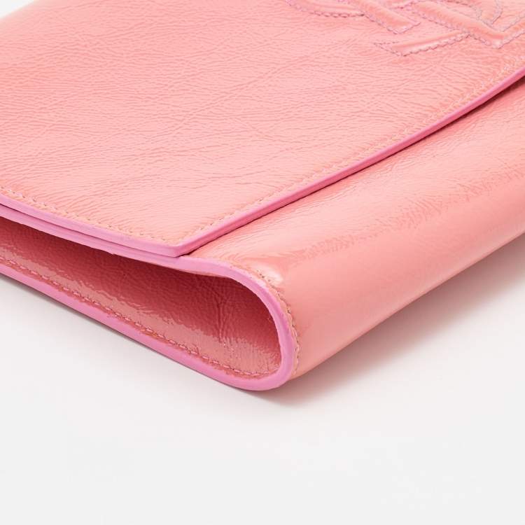 Pre Owned Yves Laurent Pink Patent Leather Belle De Jour Flap Clutch