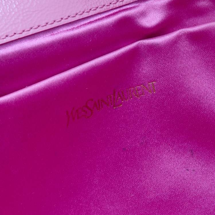 Pre Owned Yves Laurent Pink Patent Leather Belle De Jour Flap Clutch
