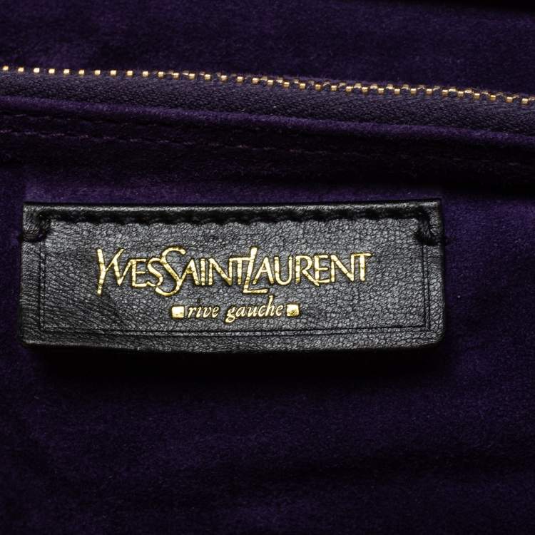 Pre Owned Yves Saint Laurent Multicolor Croc Embossed Leather and Suede Large Muse Two Top Handle Bag