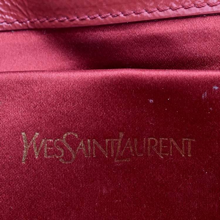 Pre Owned Yves Saint Laurent Orange Patent Leather Belle De Jour Flap Clutch