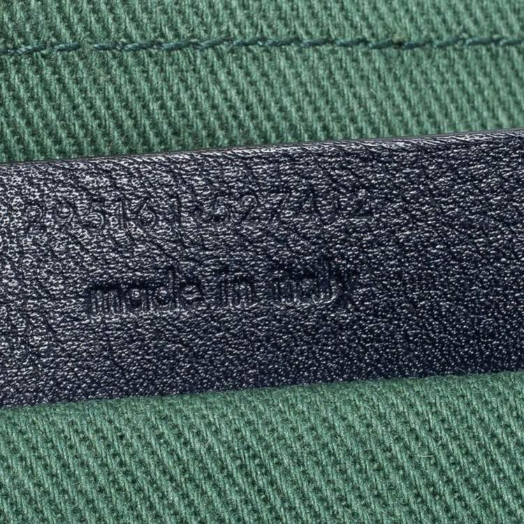 Pre Owned Yves Saint Laurent Navy Blue/Green Leather and Canvas Muse Two Top Handle Bag