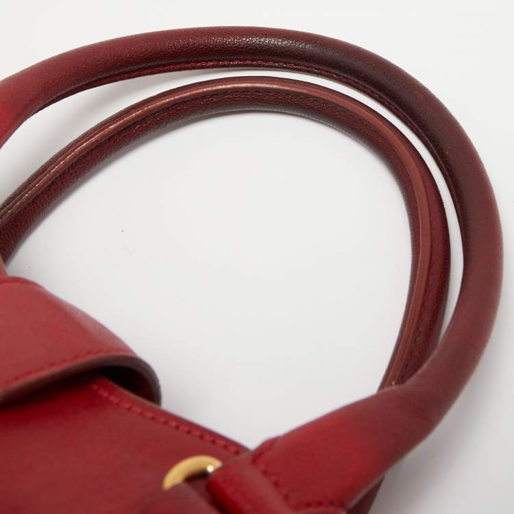Pre Owned Yves Saint Laurent Red Leather Medium Cabas Chyc Tote