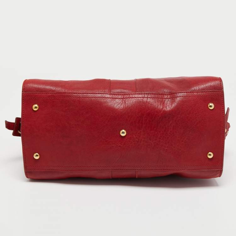 Pre Owned Yves Saint Laurent Red Leather Medium Cabas Chyc Tote