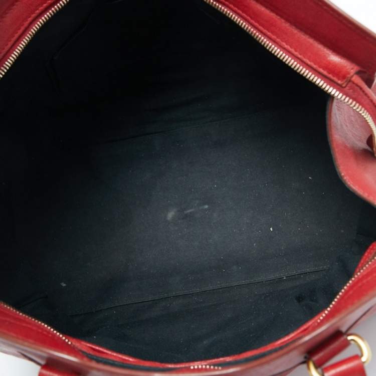 Pre Owned Yves Saint Laurent Red Leather Medium Cabas Chyc Tote