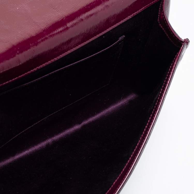 Pre Owned Yves Saint Laurent Purple Patent Leather Belle De Jour Flap Clutch