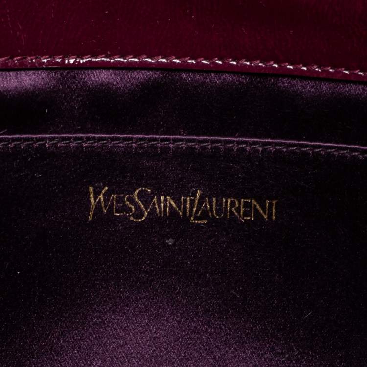 Pre Owned Yves Saint Laurent Purple Patent Leather Belle De Jour Flap Clutch