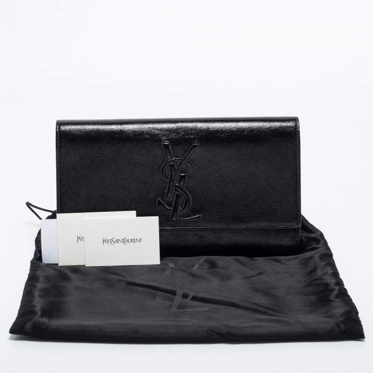Pre Owned Yves Saint Laurent Black Patent Leather Belle De Jour Clutch