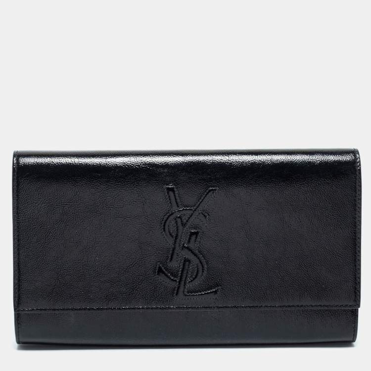 Pre Owned Yves Saint Laurent Black Patent Leather Belle De Jour Clutch