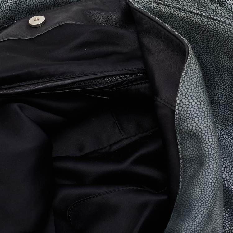 Pre Owned Yves Saint Laurent Green Stingray Embossed Leather Roady Hobo