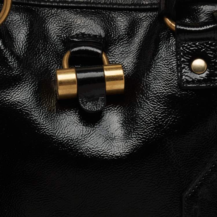 Pre Owned Yves Saint Laurent Black Patent Leather Large Muse Bag