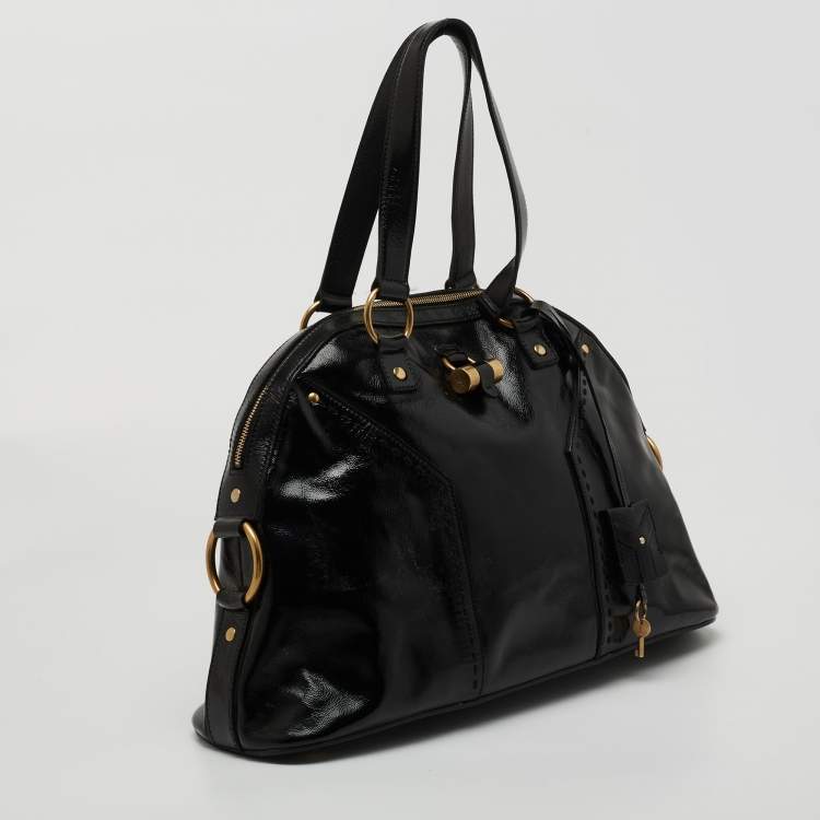 Pre Owned Yves Saint Laurent Black Patent Leather Large Muse Bag