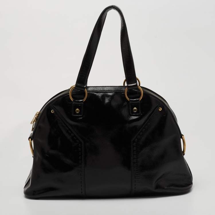 Pre Owned Yves Saint Laurent Black Patent Leather Large Muse Bag