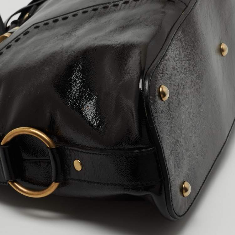 Pre Owned Yves Saint Laurent Black Patent Leather Large Muse Bag