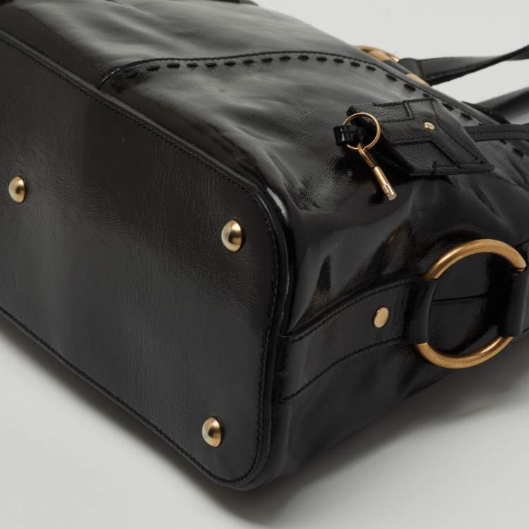 Pre Owned Yves Saint Laurent Black Patent Leather Large Muse Bag
