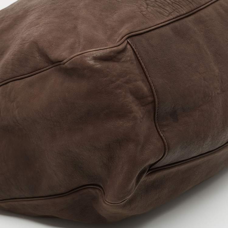 Pre Owned Yves Saint Laurent Brown Leather Large Roady Hobo