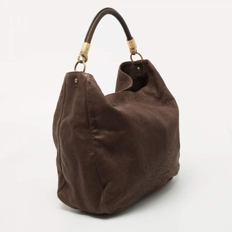 Pre Owned Yves Saint Laurent Brown Leather Large Roady Hobo