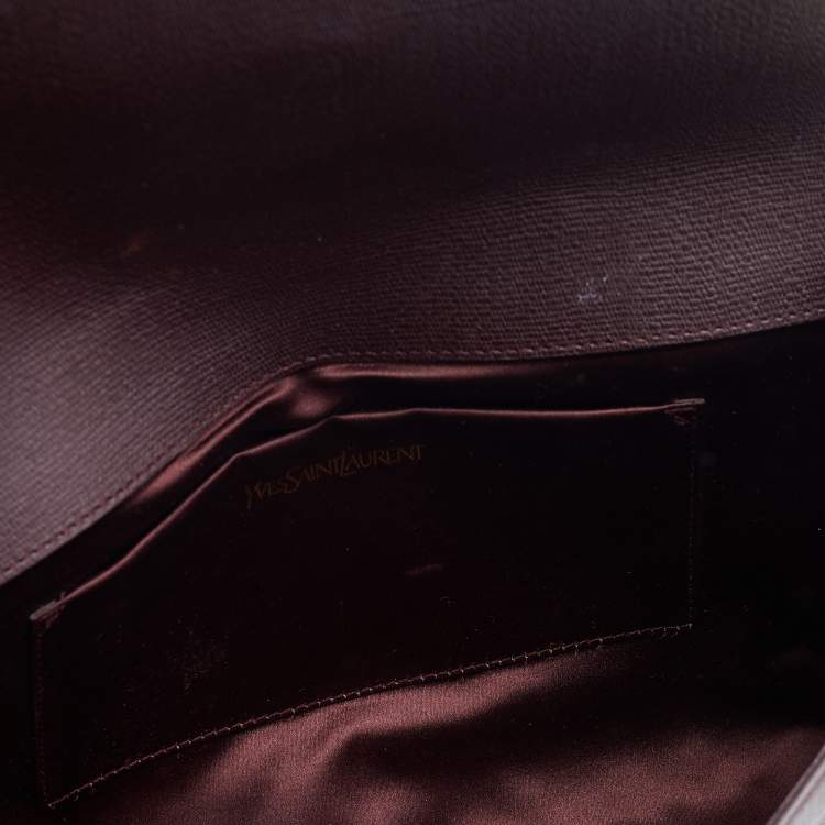 Pre Owned Yves Saint Laurent Burgundy Leather Y-Ligne Clutch