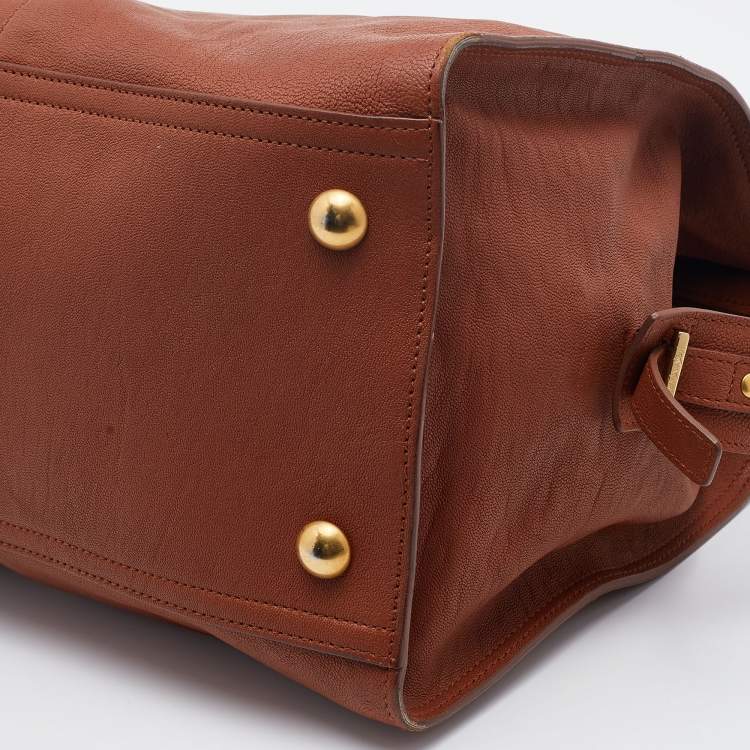 Pre Owned Yves Saint Laurent Brown Leather Medium Cabas Y-Ligne Tote