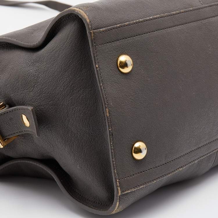 Pre Owned Yves Saint Laurent  Dark Grey Leather Small Cabas Y-Ligne Tote