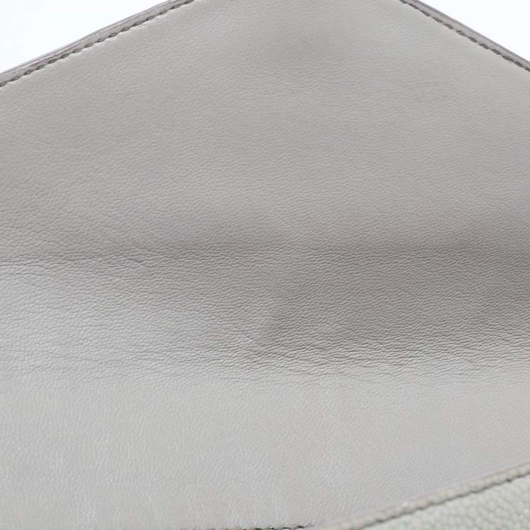 Pre Owned Yves Saint Laurent Khaki Stingray Embossed Leather Envelope Clutch