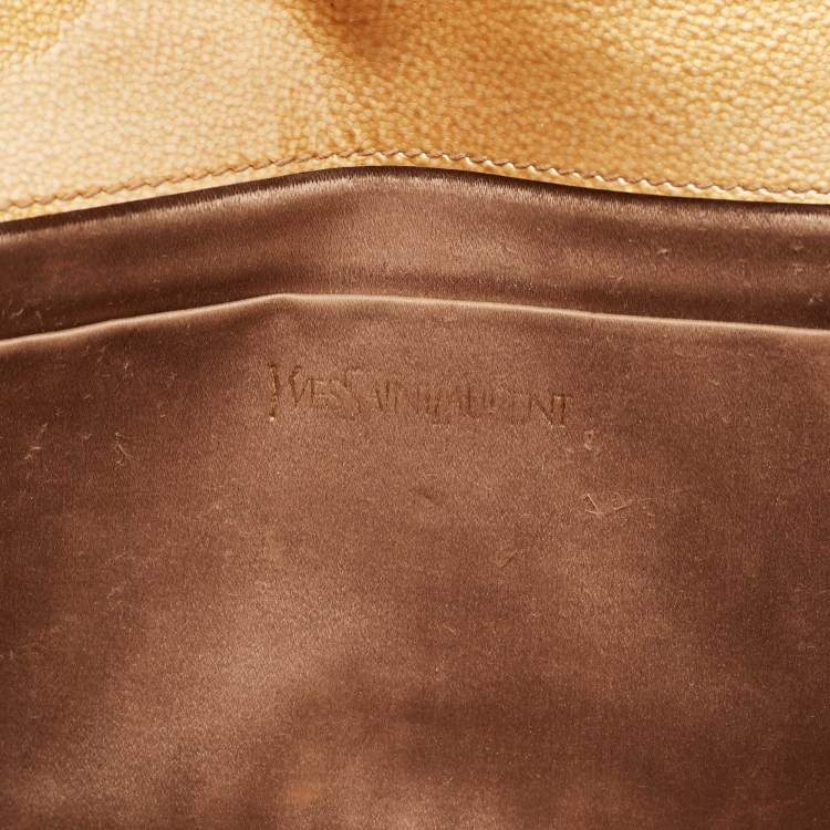 Pre Owned Yves Saint Laurent Gold Patent Leather Belle De Jour Clutch
