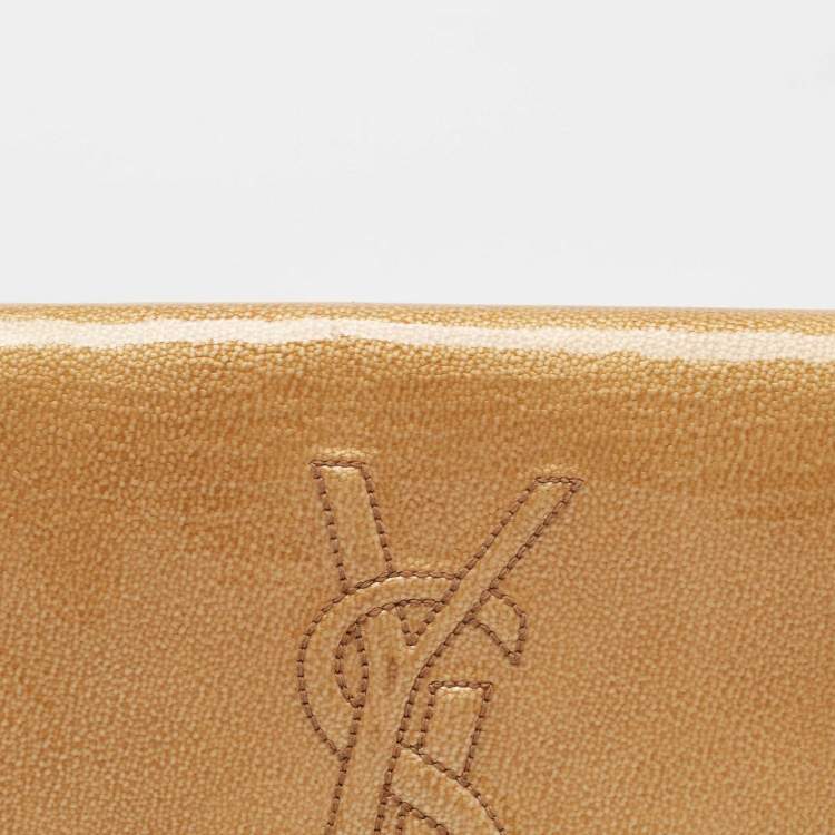 Pre Owned Yves Saint Laurent Gold Patent Leather Belle De Jour Clutch