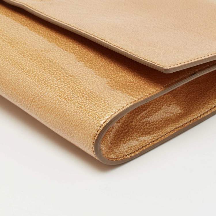 Pre Owned Yves Saint Laurent Gold Patent Leather Belle De Jour Clutch