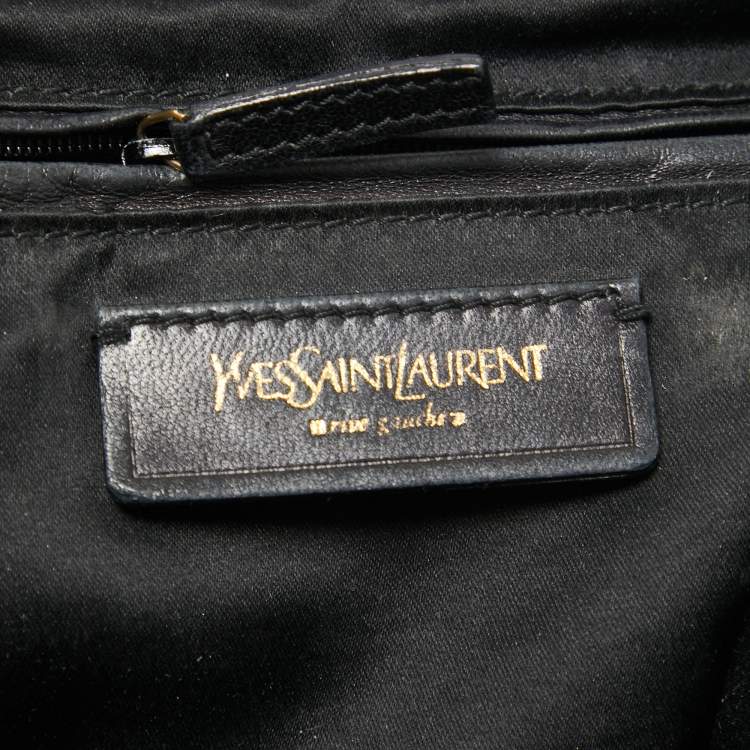 Pre Owned Yves Saint Laurent Black Crinkled Glossy Leather Muse Messenger Bag