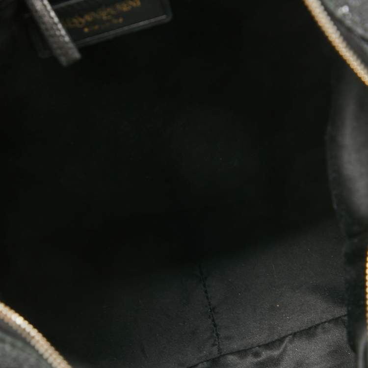 Pre Owned Yves Saint Laurent Black Crinkled Glossy Leather Muse Messenger Bag