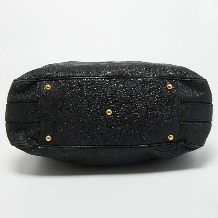 Pre Owned Yves Saint Laurent Black Crinkled Glossy Leather Muse Messenger Bag