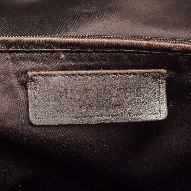 Pre Owned Yves Saint Laurent Purple Leather Oversized Muse Bag
