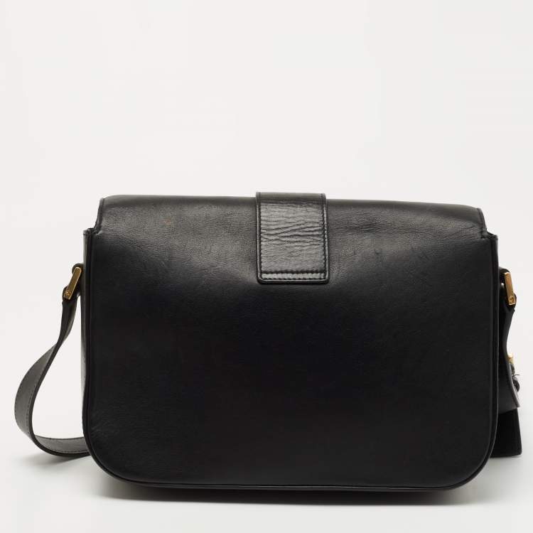 Pre Owned Yves Saint Laurent Black Leather Y-Ligne Flap Shoulder Bag